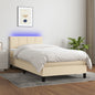 Cama box spring colchón LED cuero sintético capuchino 100x200cm