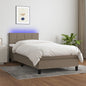 Cama box spring colchón LED cuero sintético capuchino 100x200cm