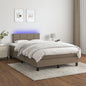 Cama box spring colchón LED cuero sintético capuchino 100x200cm