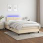 Cama box spring colchón LED cuero sintético capuchino 100x200cm