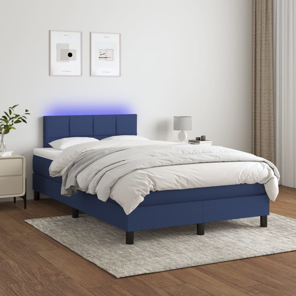 Cama box spring colchón LED cuero sintético capuchino 100x200cm