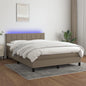 Cama box spring colchón LED cuero sintético capuchino 100x200cm