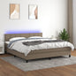 Cama box spring colchón LED cuero sintético capuchino 100x200cm