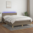 Cama box spring colchón LED cuero sintético capuchino 100x200cm