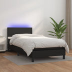 Cama box spring colchón LED cuero sintético capuchino 100x200cm