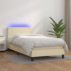Cama box spring colchón LED cuero sintético capuchino 100x200cm