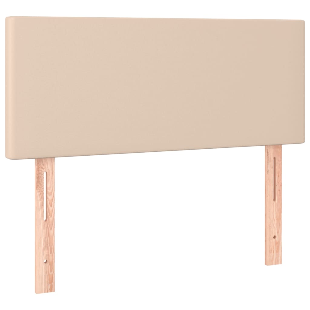 Cama box spring colchón LED cuero sintético capuchino 100x200cm
