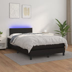 Cama box spring colchón LED cuero sintético capuchino 100x200cm