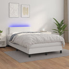 Cama box spring colchón LED cuero sintético capuchino 100x200cm