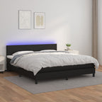 Cama box spring colchón LED cuero sintético capuchino 100x200cm