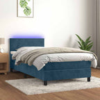 Cama box spring colchón LED cuero sintético capuchino 100x200cm