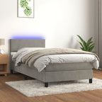 Cama box spring colchón LED cuero sintético capuchino 100x200cm