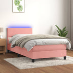 Cama box spring colchón LED cuero sintético capuchino 100x200cm