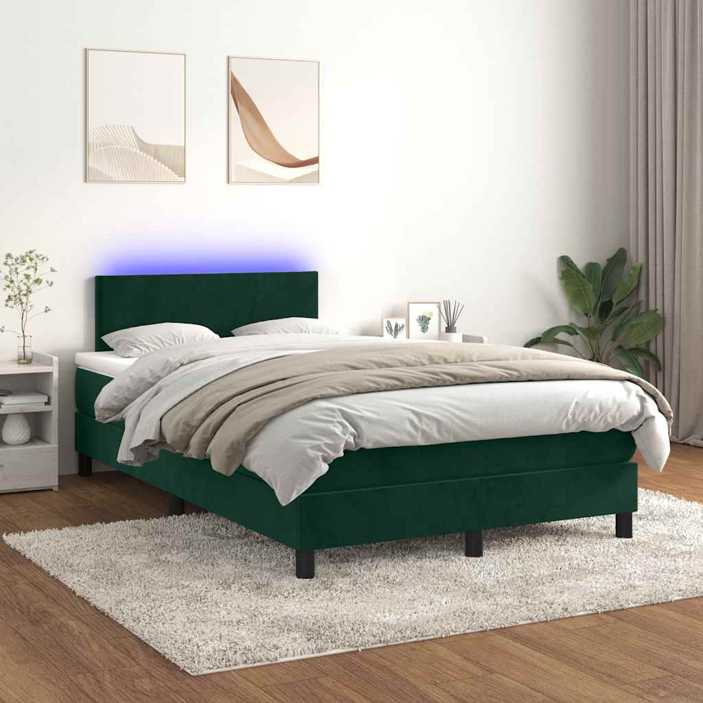 Cama box spring colchón LED cuero sintético capuchino 100x200cm