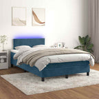 Cama box spring colchón LED cuero sintético capuchino 100x200cm