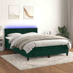 Cama box spring colchón LED cuero sintético capuchino 100x200cm
