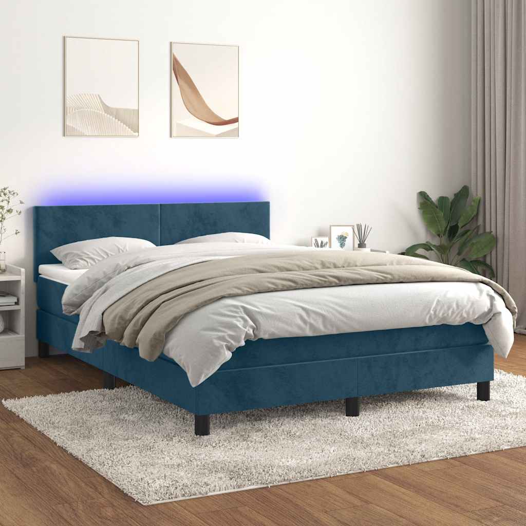 Cama box spring colchón LED cuero sintético capuchino 100x200cm