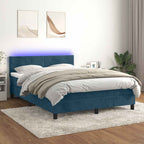 Cama box spring colchón LED cuero sintético capuchino 100x200cm