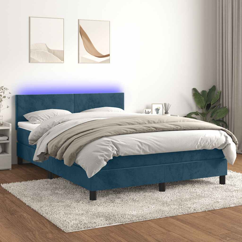 Cama box spring colchón LED cuero sintético capuchino 100x200cm