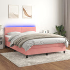 Cama box spring colchón LED cuero sintético capuchino 100x200cm