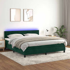 Cama box spring colchón LED cuero sintético capuchino 100x200cm