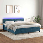 Cama box spring colchón LED cuero sintético capuchino 100x200cm