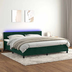Cama box spring colchón LED cuero sintético capuchino 100x200cm