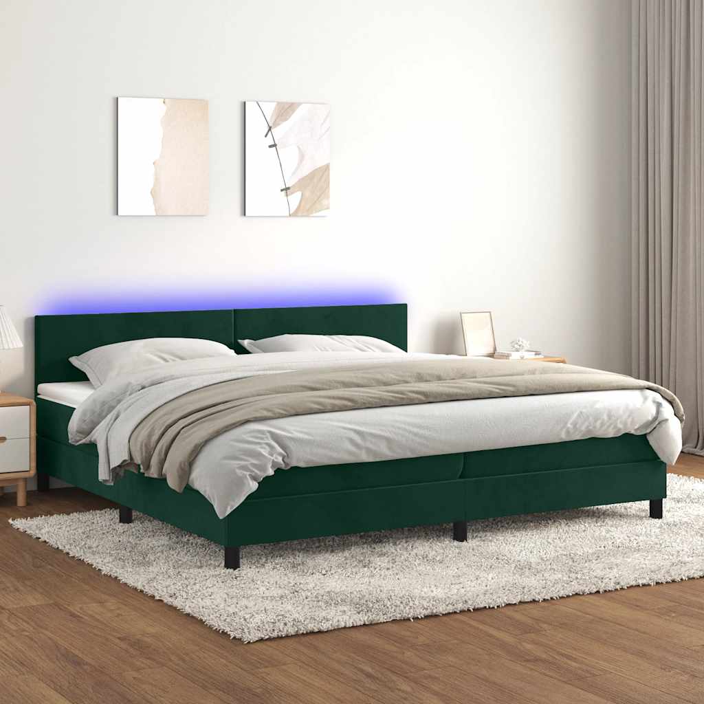 Cama box spring colchón LED cuero sintético capuchino 100x200cm