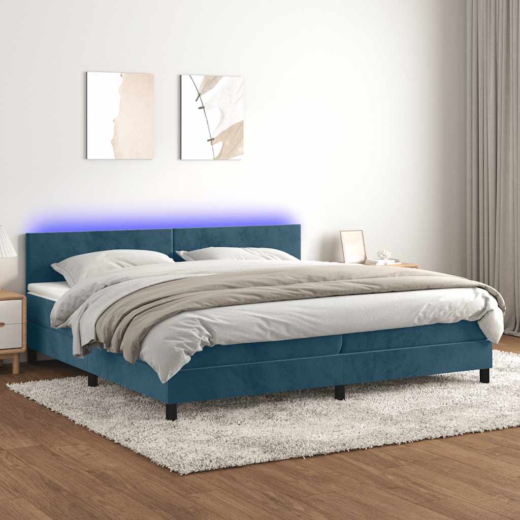 Cama box spring colchón LED cuero sintético capuchino 100x200cm