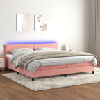 Cama box spring colchón LED cuero sintético capuchino 100x200cm
