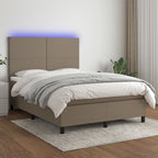 Cama box spring colchón LED cuero sintético capuchino 100x200cm