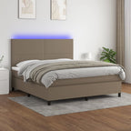 Cama box spring colchón LED cuero sintético capuchino 100x200cm