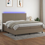 Cama box spring colchón LED cuero sintético capuchino 100x200cm