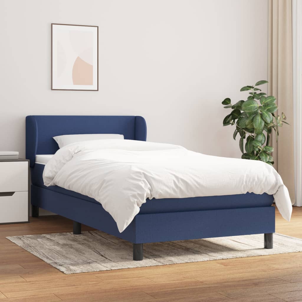 Cama box spring con colchón cuero sintético blanco 100x200 cm