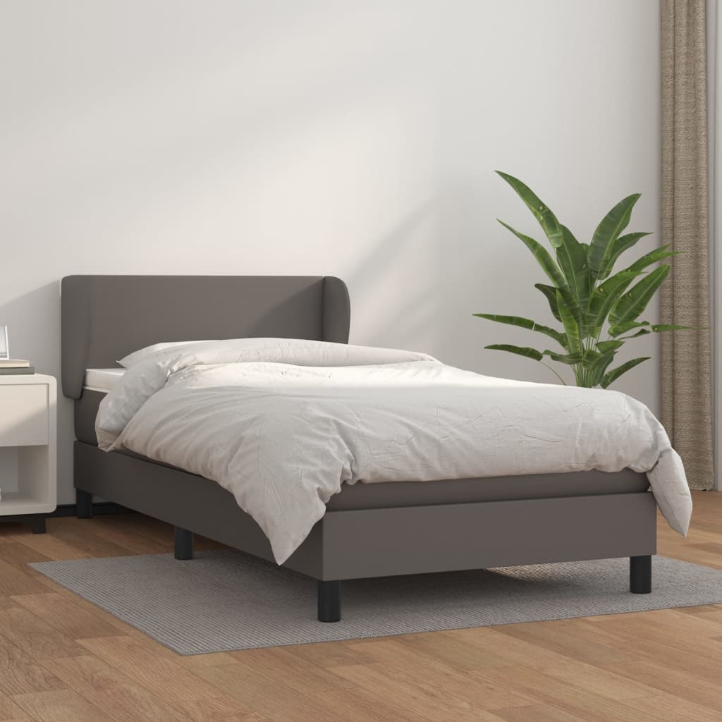 Cama box spring con colchón cuero sintético blanco 100x200 cm