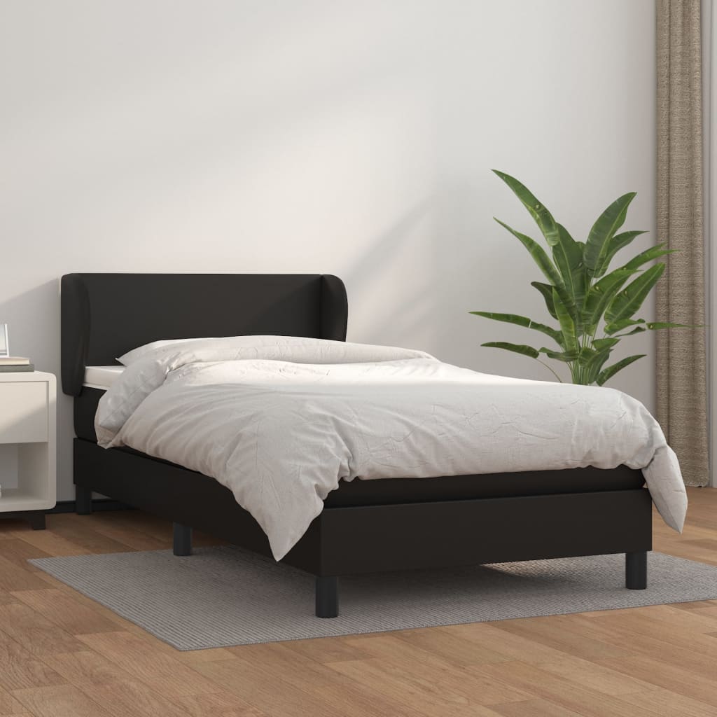 Cama box spring con colchón cuero sintético blanco 100x200 cm