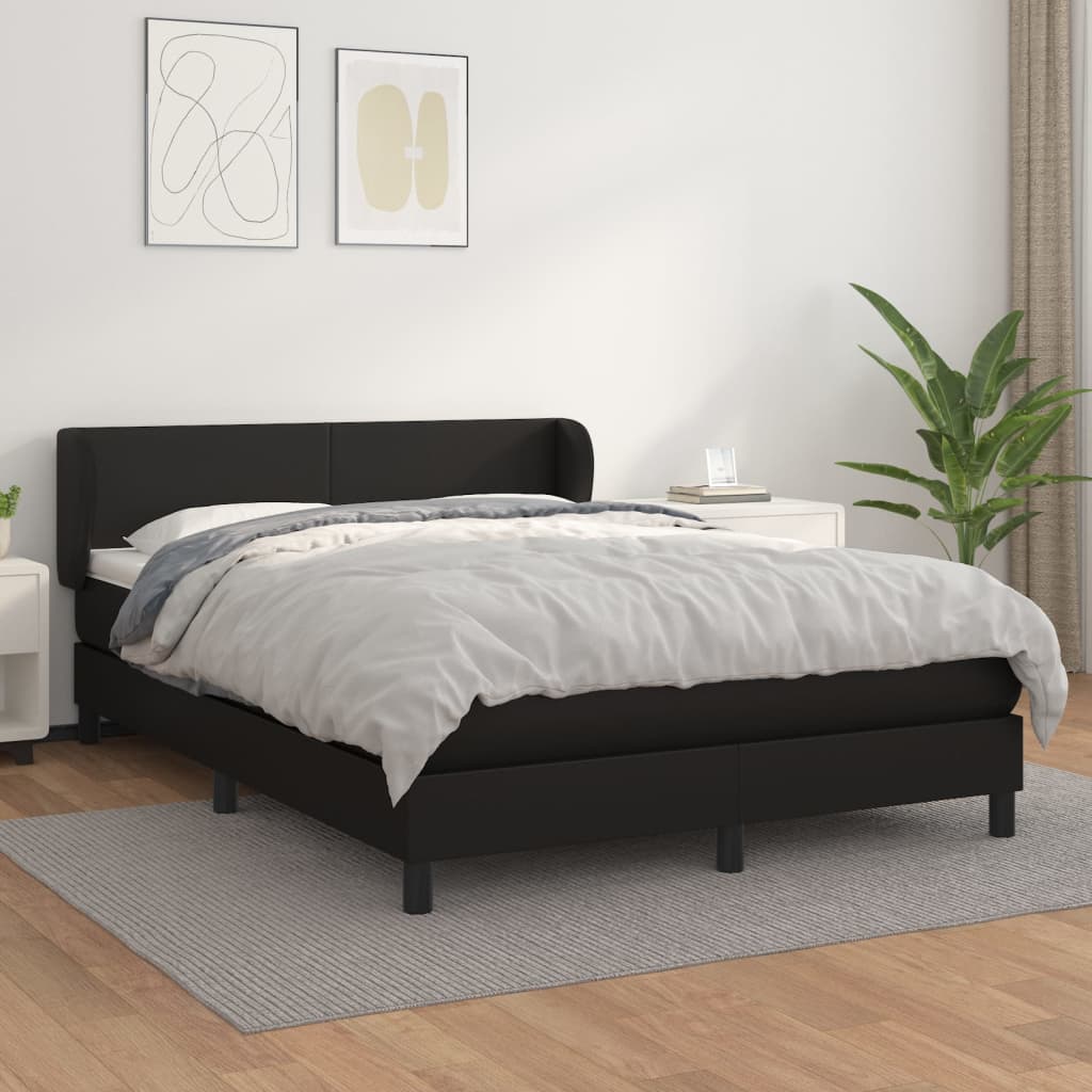 Cama box spring con colchón cuero sintético blanco 100x200 cm