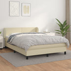 Cama box spring con colchón cuero sintético blanco 100x200 cm