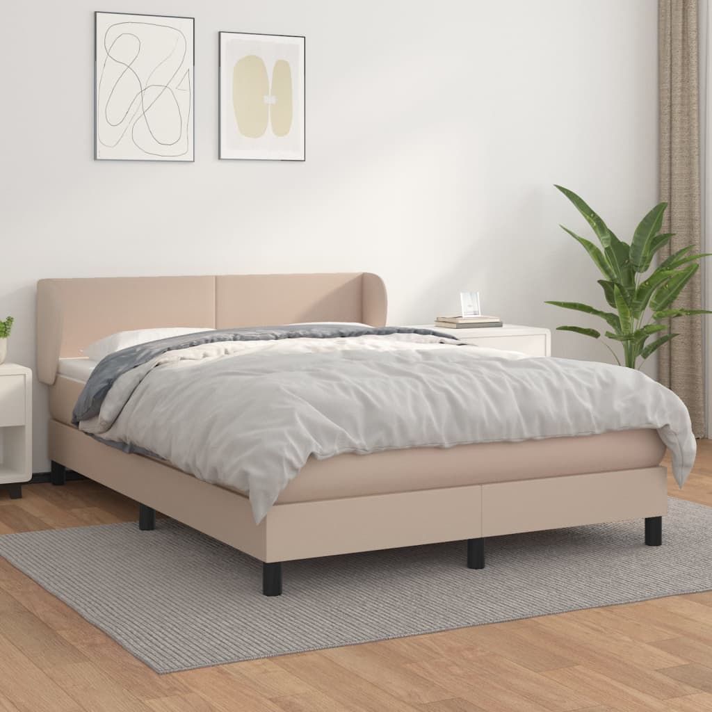 Cama box spring con colchón cuero sintético blanco 100x200 cm