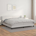 Cama box spring con colchón cuero sintético blanco 100x200 cm