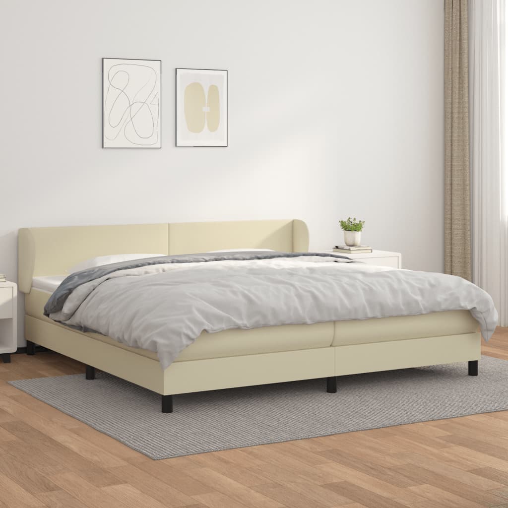 Cama box spring con colchón cuero sintético blanco 100x200 cm