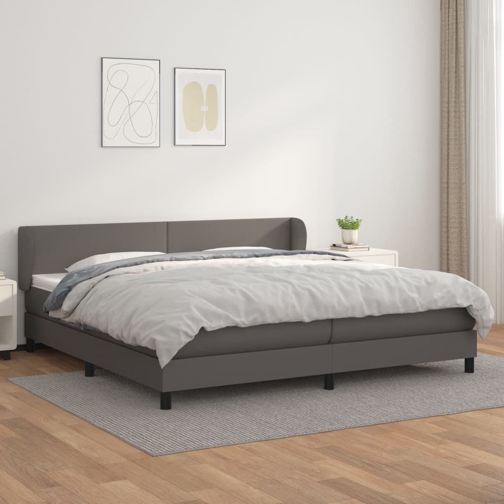 Cama box spring con colchón cuero sintético blanco 100x200 cm