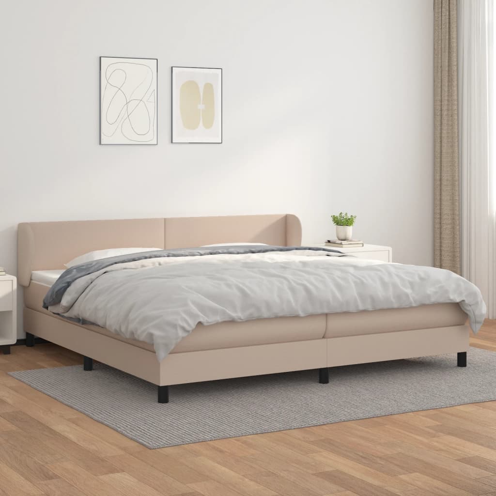 Cama box spring con colchón cuero sintético blanco 100x200 cm