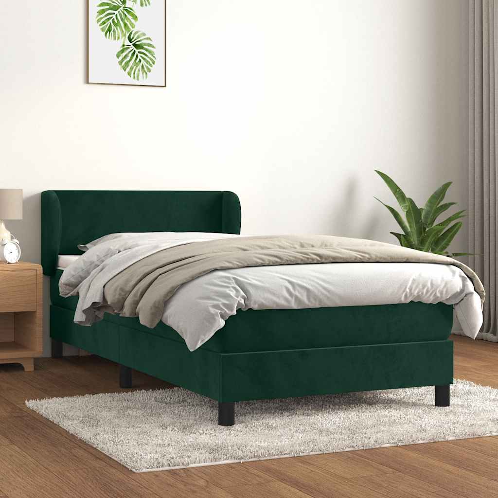 Cama box spring con colchón cuero sintético blanco 100x200 cm