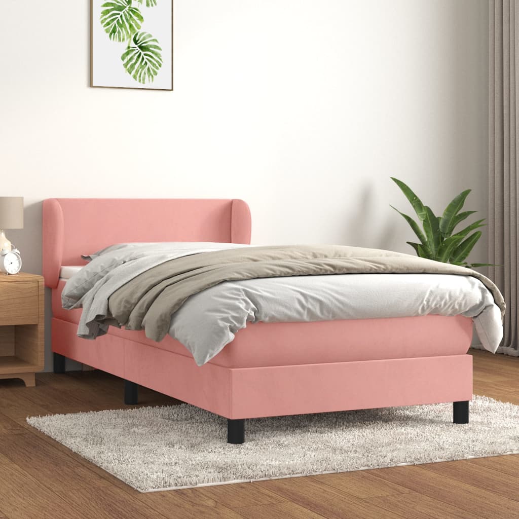 Cama box spring con colchón cuero sintético blanco 100x200 cm