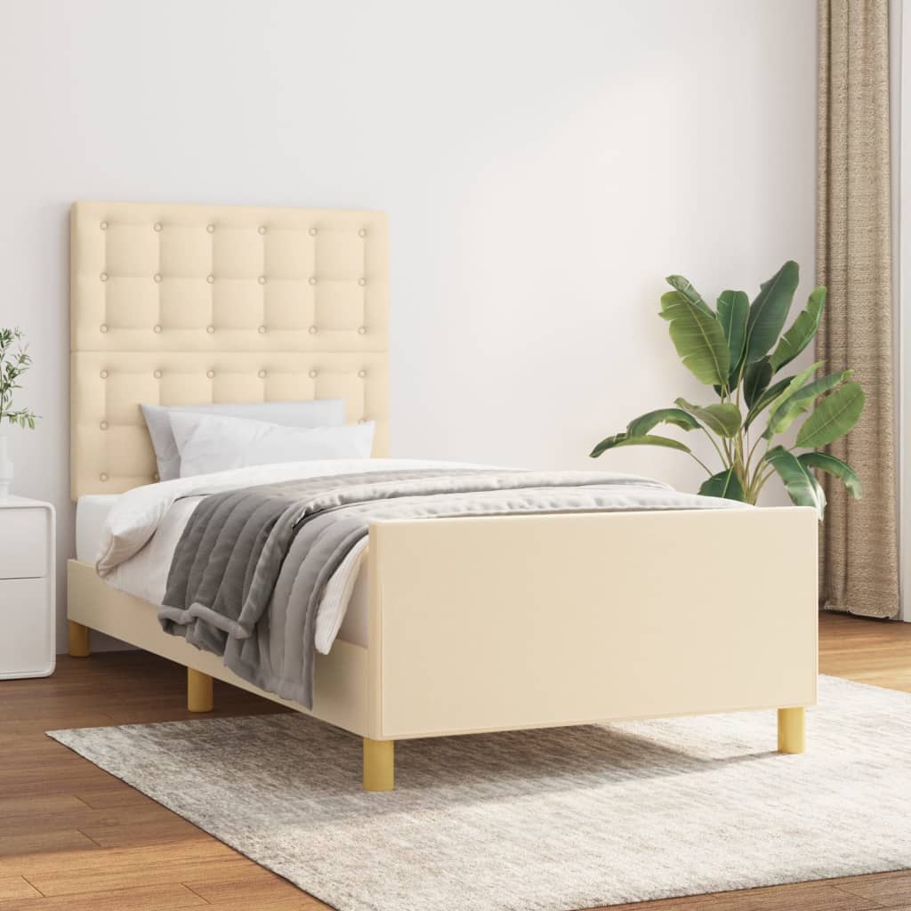 Cama con cabecero madera de ingeniería blanca 90x190 cm