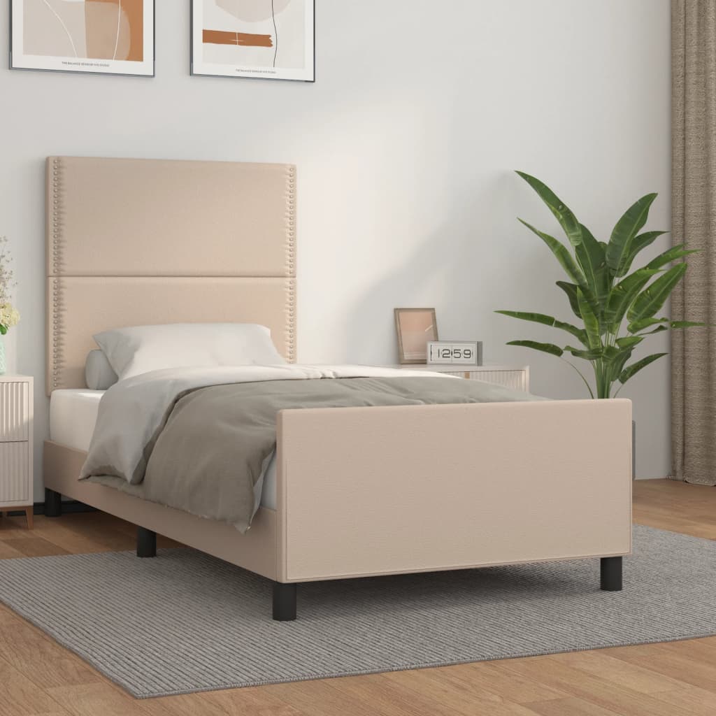 Cama con cabecero madera de ingeniería blanca 90x190 cm