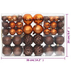 Bolas de Navidad 100 unidades marrón 3 / 4 / 6 cm