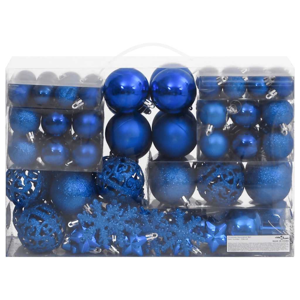 Juego de bolas de Navidad 111 pzas poliestireno azul