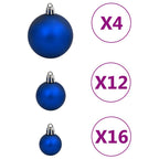 Juego de bolas de Navidad 111 pzas poliestireno azul